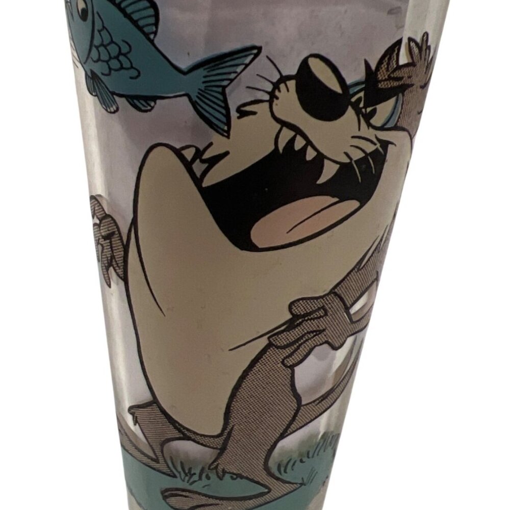 PEPSI Collector Series TAZMANIAN DEVIL PORKY PIG fishing 1976 Warner Bros glass